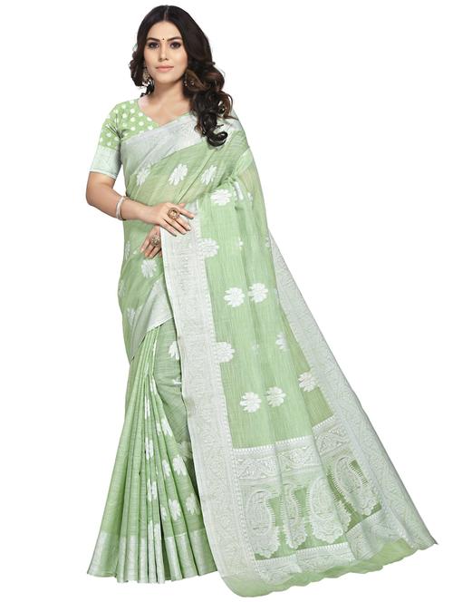 light green self design woven saree with blouse - 19622478 - Very Small Image - 1