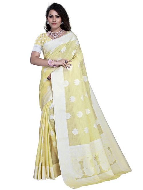 yellow woven ethnic motif saree with blouse - 19622479 - Very Small Image - 1