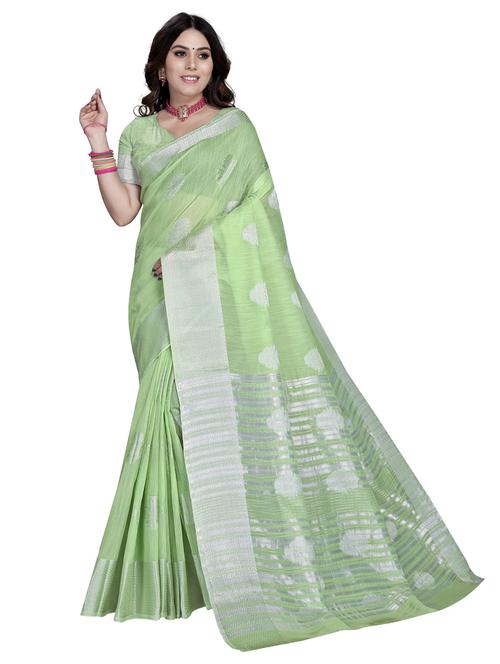 light green woven ethnic motif saree with blouse - 19622493 - Very Small Image - 1