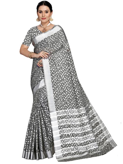 grey self design woven saree with blouse - 19622515 - Very Small Image - 1