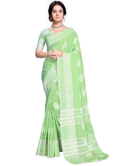green self design woven saree with blouse - 19622570 - Very Small Image - 1