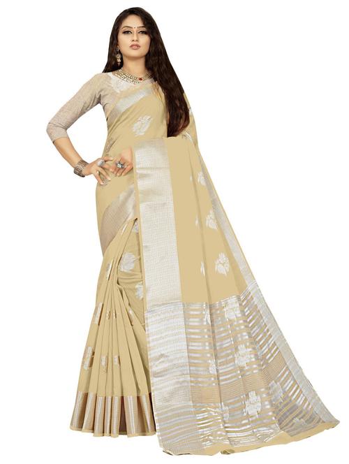 cream woven ethnic motif saree - 19622573 - Very Small Image - 1