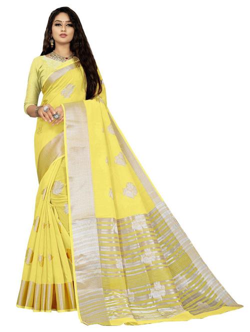 yellow woven ethnic motif saree with blouse - 19622575 - Very Small Image - 1