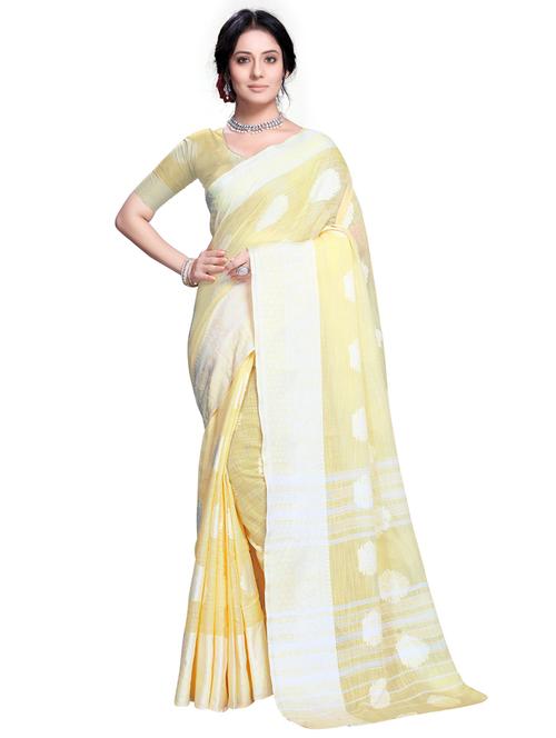 yellow woven ethnic motif saree with blouse - 19622578 - Very Small Image - 1
