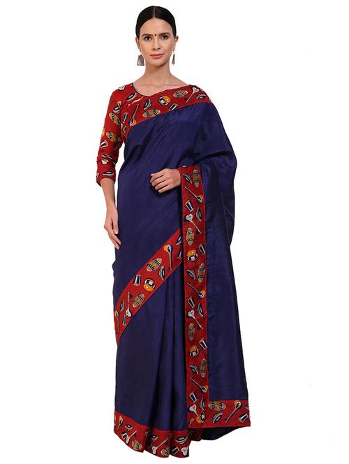 musical instrument printed border saree - 19622999 - Very Small Image - 1