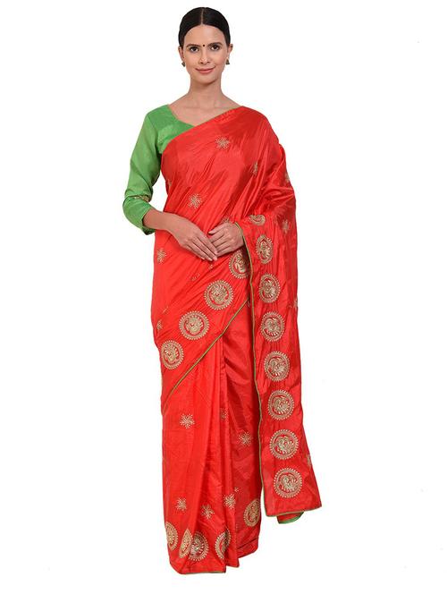 solid embroidered saree - 19623770 - Very Small Image - 1
