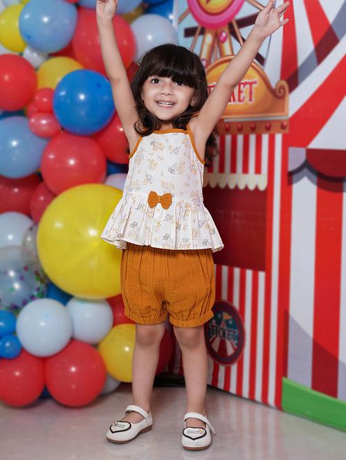 girls printed top & shorts twin set - 19624777 - Very Small Image - 1