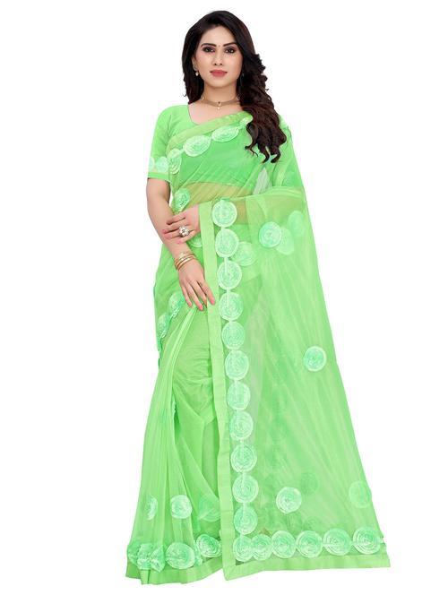 light green net saree with blouse - 19624934 - Very Small Image - 1