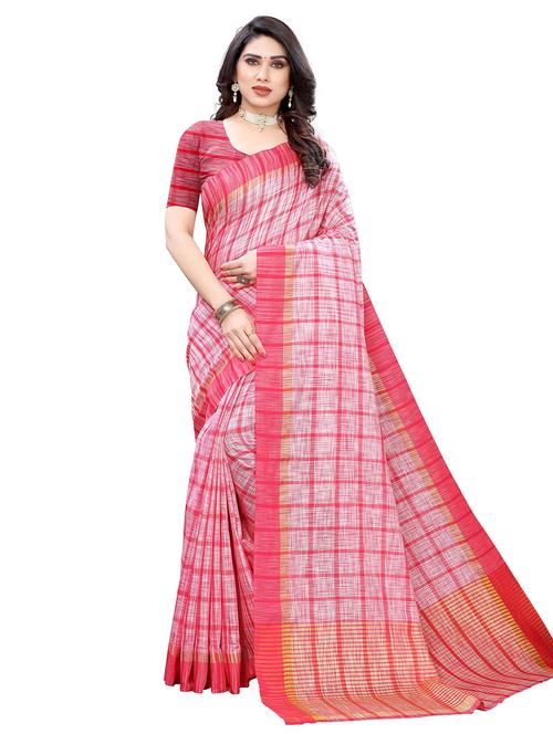 multi colored cotton blend saree with blouse - 19624989 - Very Small Image - 1
