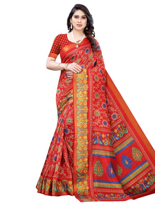 florals printed saree with blouse - 19625007 - Very Small Image - 1