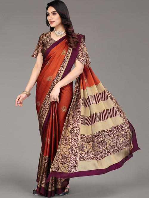 orange chiffon saree - 19625125 - Very Small Image - 1