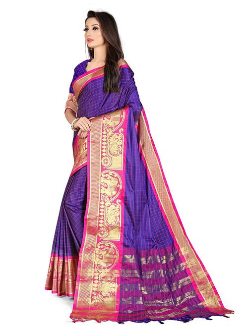 purple cotton dharmavaram saree - 19625147 - Very Small Image - 1