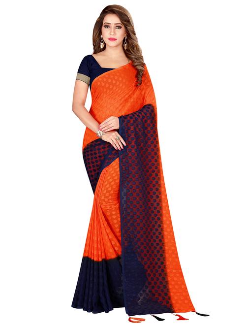 orange georgette saree with blouse - 19625149 - Very Small Image - 1