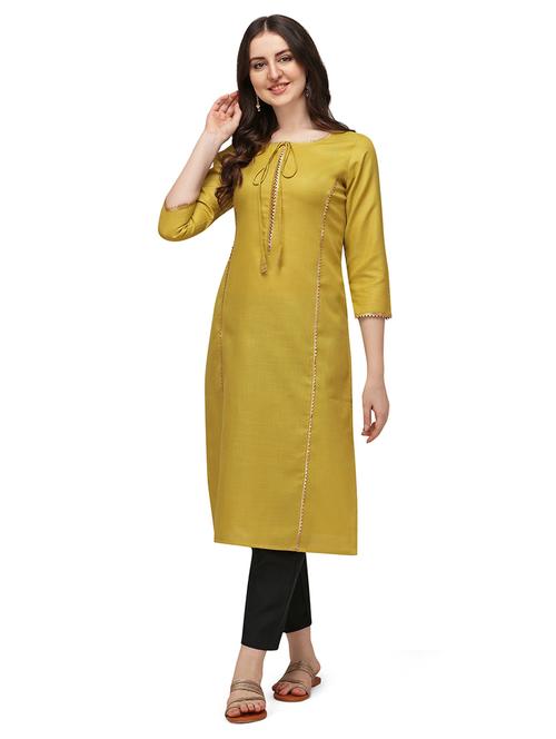 green cotton blend straight kurta - 19625200 - Very Small Image - 1