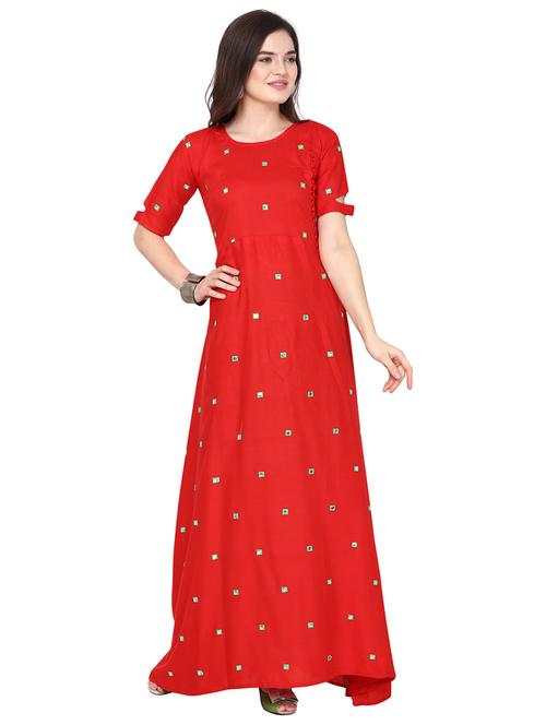 red rayon a-line kurta - 19625543 - Very Small Image - 1
