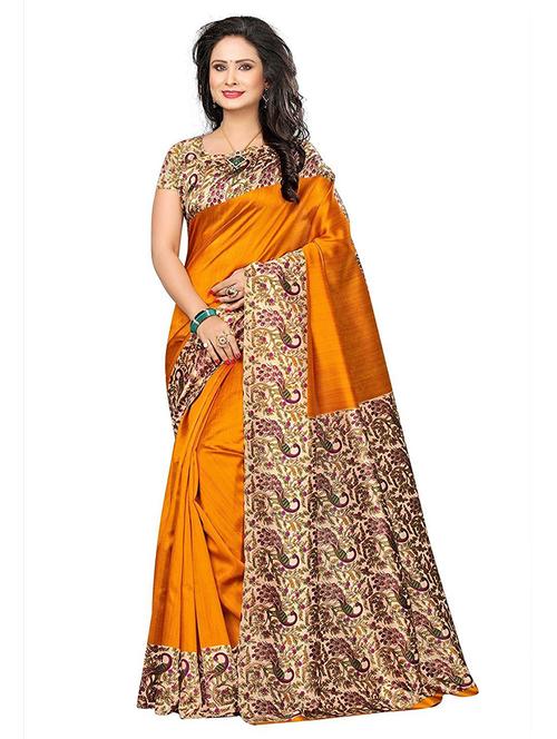mustard silk blend saree - 19625583 - Very Small Image - 1