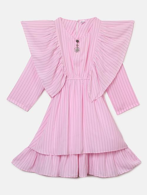 girls round neck three quarter sleeves frock - 19626540 - Very Small Image - 1