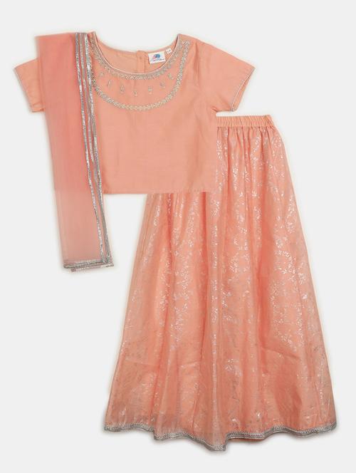 girls round neck printed lehenga choli - 19626568 - Very Small Image - 1