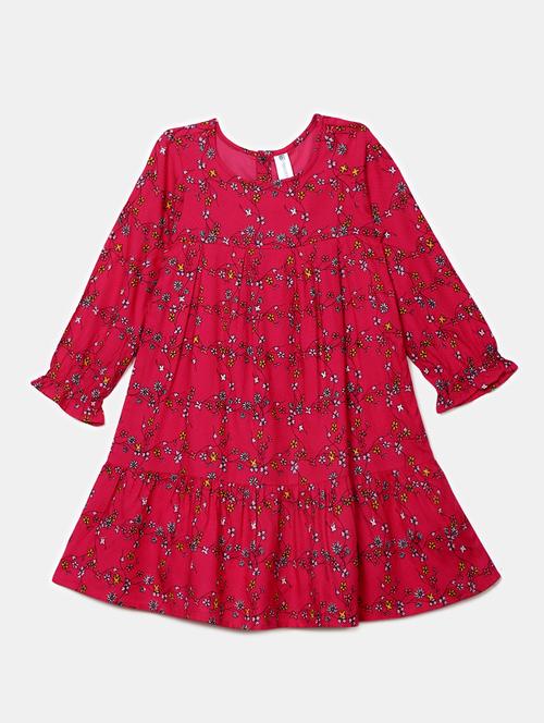 girls round neck printed frock - 19626603 - Very Small Image - 1