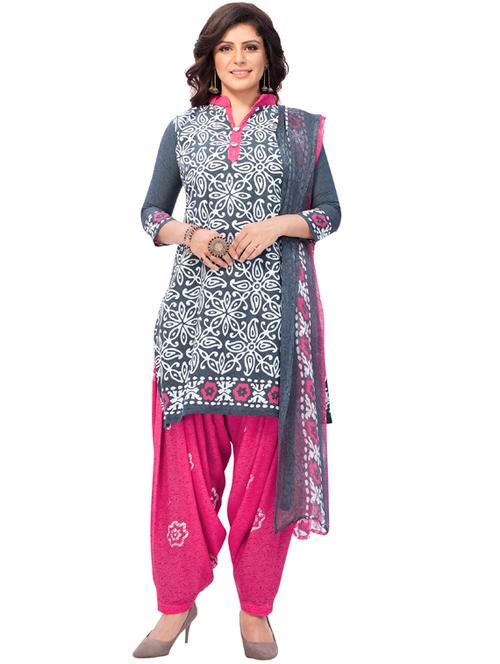 printed unstitched patiyala suit set - 19626701 - Very Small Image - 1