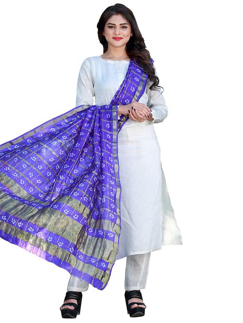 blue cotton blend dupatta - 19626704 - Very Small Image - 1