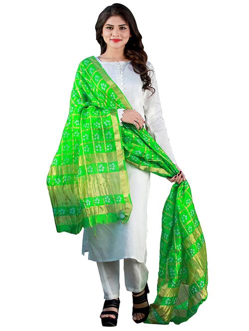 green cotton blend dupatta - 19626706 - Very Small Image - 1