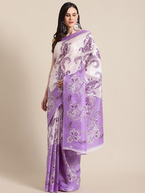 women's paisley lavender colored saree - 19626764 - Very Small Image - 1