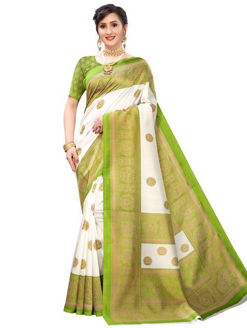 women's self design green colored saree with blouse - 19626819 - Very Small Image - 1