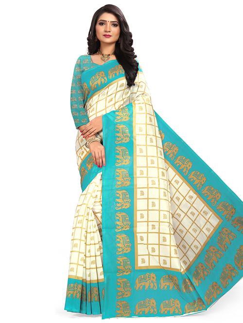women's self design off white colored saree with blouse - 19627021 - Very Small Image - 1