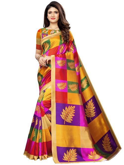 women's printed multi colored saree - 19627046 - Very Small Image - 1