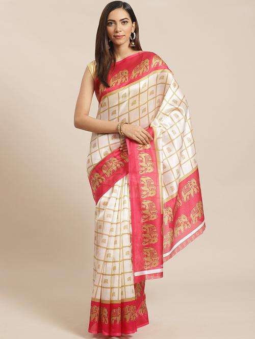 checkered assam silk saree - 19627098 - Very Small Image - 1