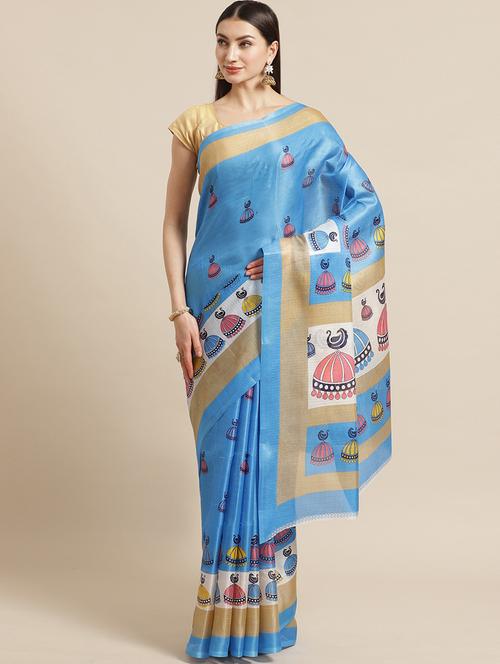 women's self design blue colored saree - 19627378 - Very Small Image - 1