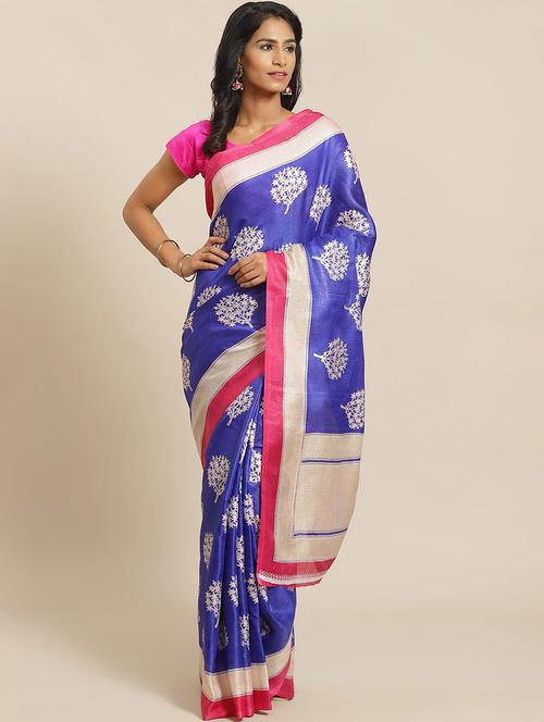 women's printed blue colored saree - 19627871 - Very Small Image - 1
