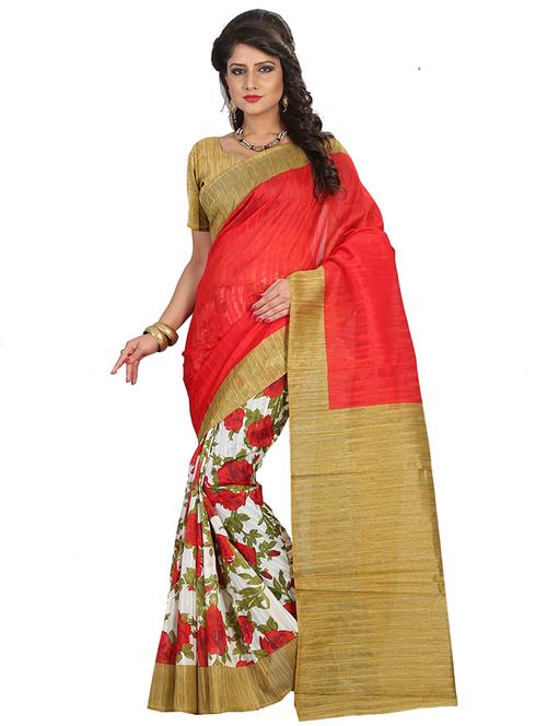 women's printed multi colored saree with blouse - 19627878 - Very Small Image - 1