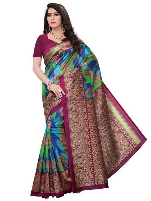 multi colored art silk saree with blouse - 19627960 - Very Small Image - 1
