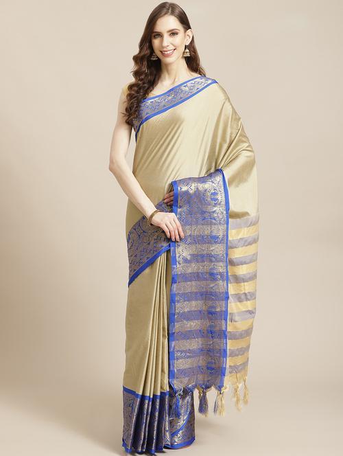 women's self design beige colored saree - 19628005 - Very Small Image - 1