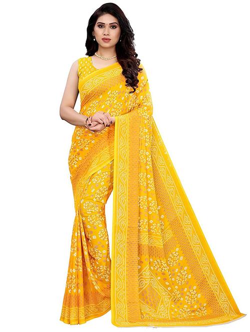 women's bandhani yellow colored saree - 19628238 - Very Small Image - 1