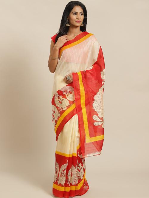 women's printed red colored saree - 19628482 - Very Small Image - 1