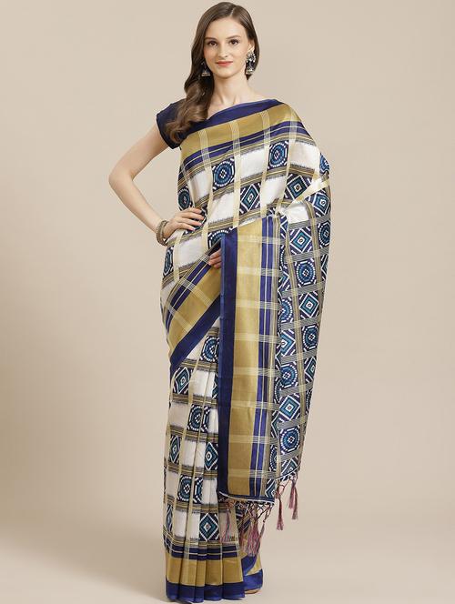 women's printed white colored saree - 19628491 - Very Small Image - 1
