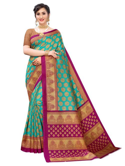 women's self design green colored saree with blouse - 19628692 - Very Small Image - 1