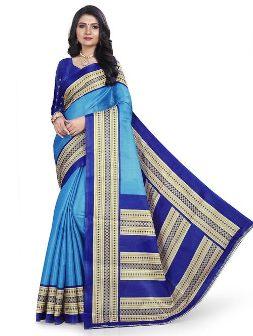 women's printed light blue colored saree - 19628802 - Very Small Image - 1