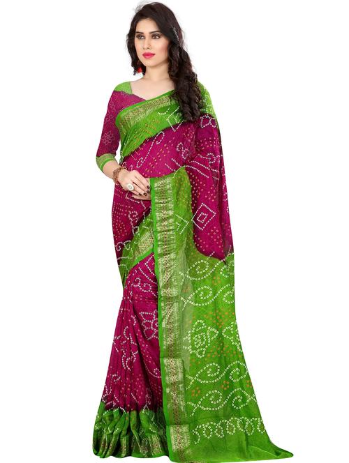 women's bandhani magenta colored saree - 19628873 - Very Small Image - 1