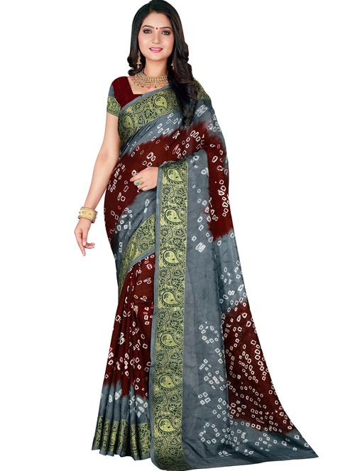women's printed multi colored saree with blouse - 19628917 - Very Small Image - 1