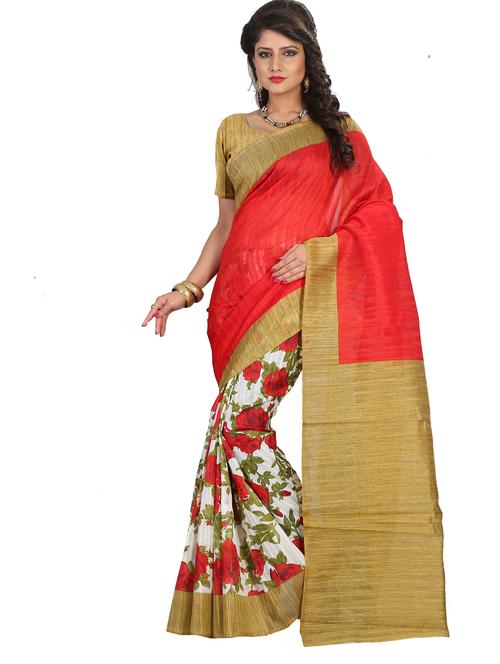 women's printed multi colored saree with blouse - 19629046 - Very Small Image - 1