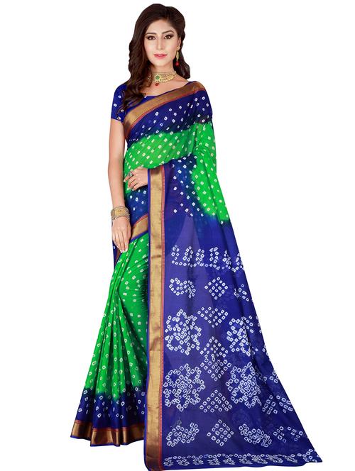 printed bandhani saree with blouse - 19629050 - Very Small Image - 1