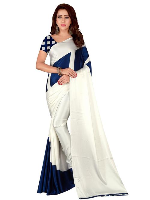women's color block white colored saree - 19629058 - Very Small Image - 1