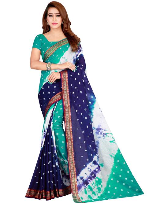 women's bandhani multi colored saree - 19629122 - Very Small Image - 1