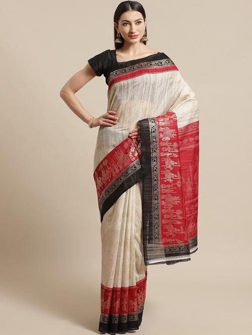 women's self design beige colored saree - 19629148 - Very Small Image - 1