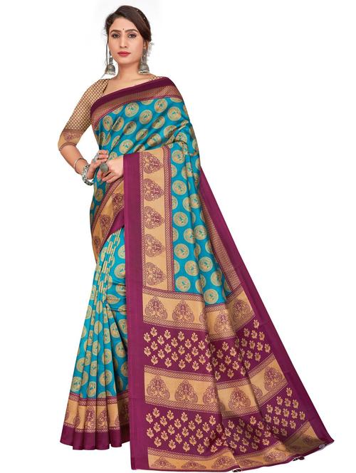 women's printed blue colored saree - 19629164 - Very Small Image - 1
