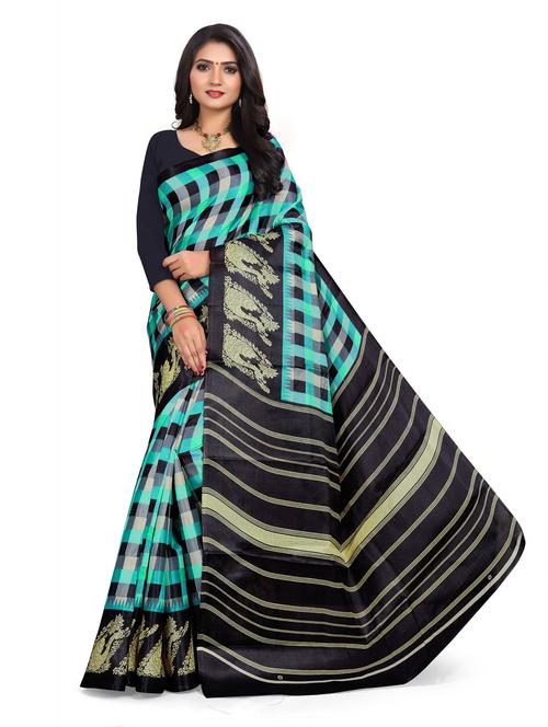 women's self design black colored saree with blouse - 19629175 - Very Small Image - 1